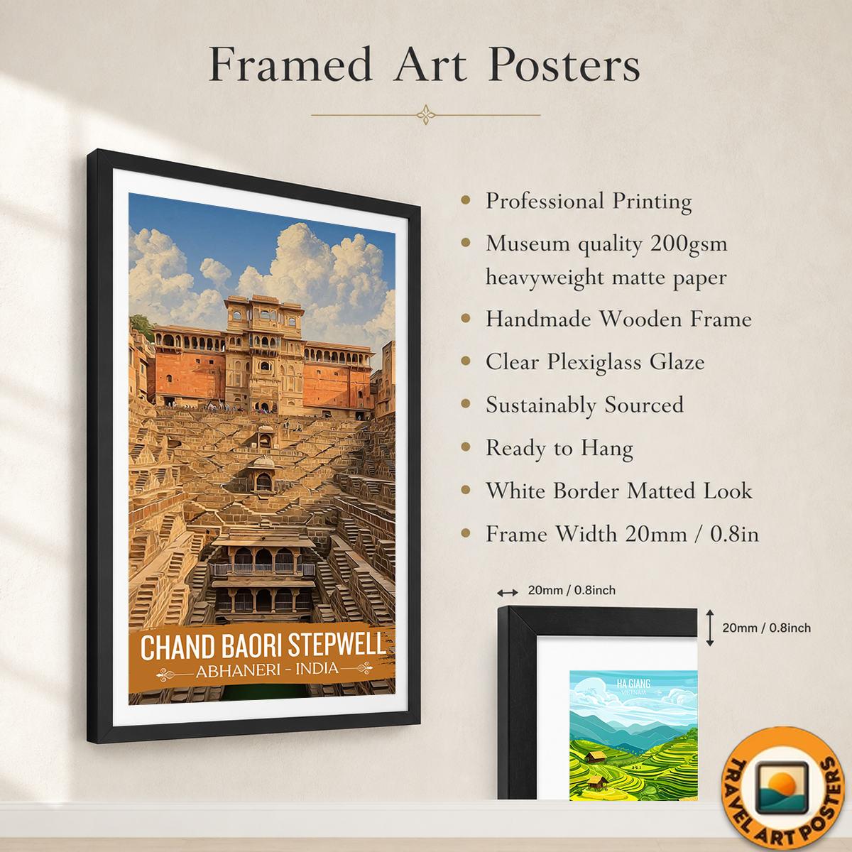 Chand Baori Stepwell - Abhaneri - India - Travel Wall Art Print Poster - Art Print - Travel Art Poster