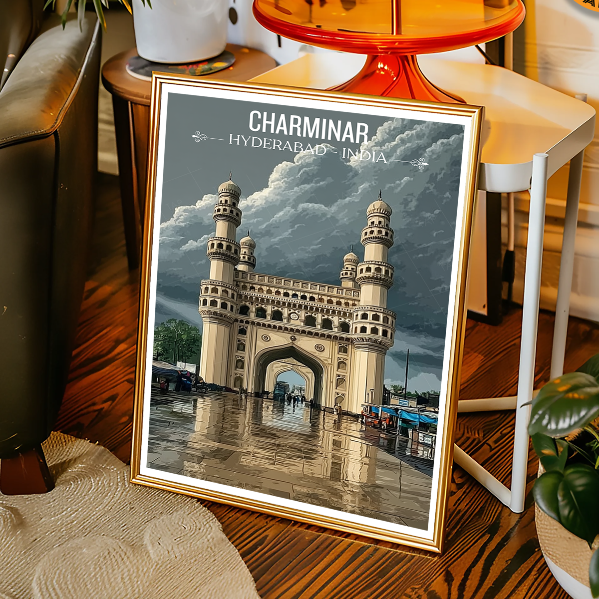 Charminar Masjid - Hyderabad - India - Travel Wall Art Print Poster - Art Print - Travel Art Poster