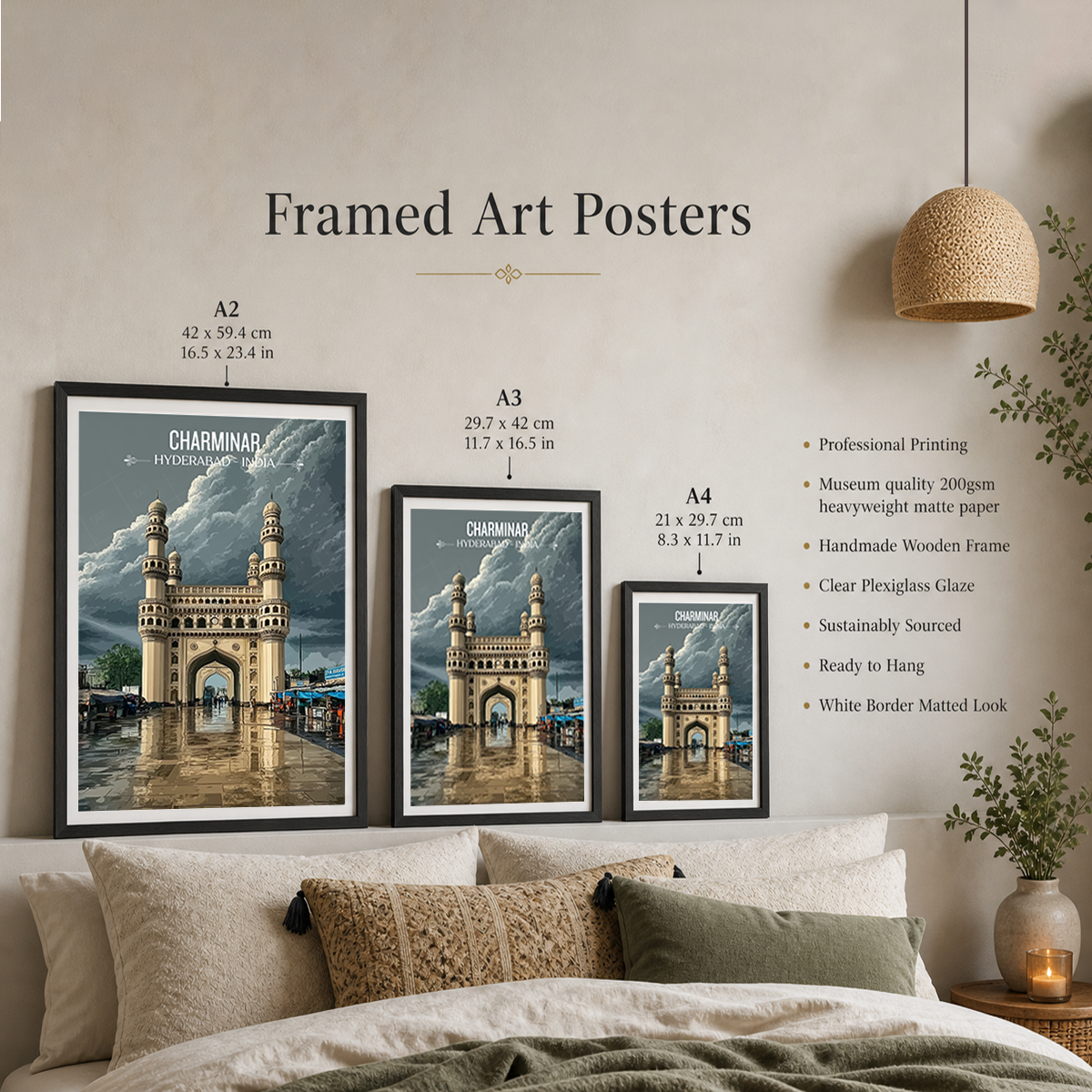 Charminar Masjid - Hyderabad - India - Travel Wall Art Print Poster - Art Print - Travel Art Poster
