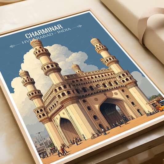 Charminar Mosque - Hyderabad - India - Travel Wall Art Print Poster - Art Print - Travel Art Poster