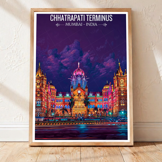 Chhartarpati Shivaji Maharaj Terminus - Mumbai - India - Travel Wall Art Print Poster - Art Print - Travel Art Poster