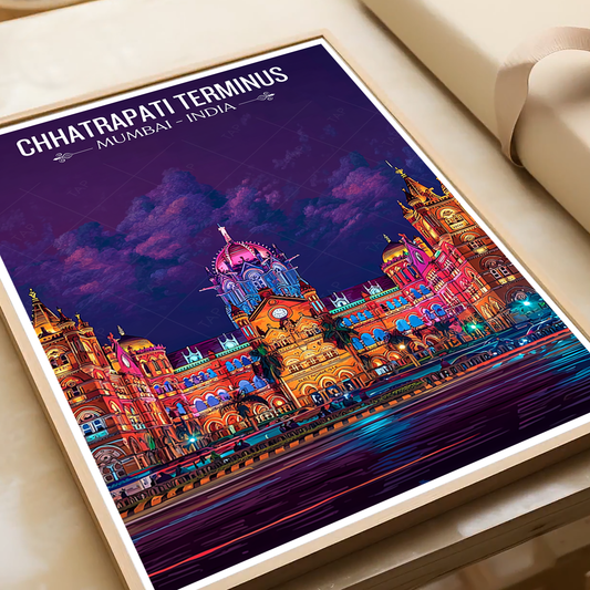 Chhartarpati Shivaji Maharaj Terminus - Mumbai - India - Travel Wall Art Print Poster - Art Print - Travel Art Poster
