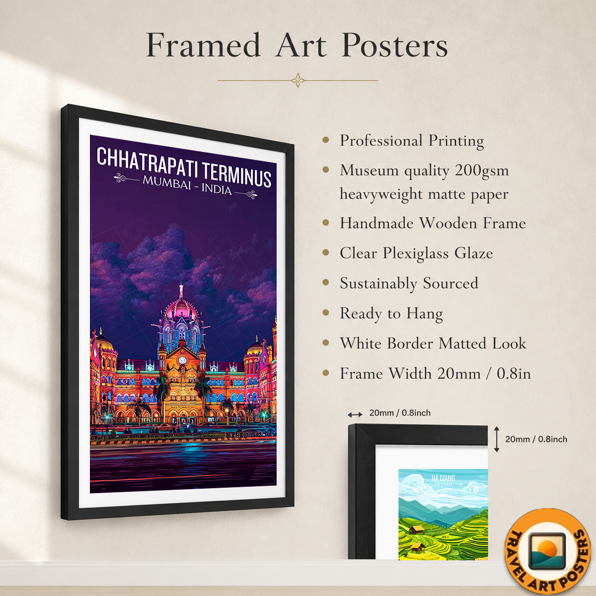Chhartarpati Shivaji Maharaj Terminus - Mumbai - India - Travel Wall Art Print Poster - Art Print - Travel Art Poster