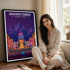 Chhartarpati Shivaji Maharaj Terminus - Mumbai - India - Travel Wall Art Print Poster - Art Print - Travel Art Poster