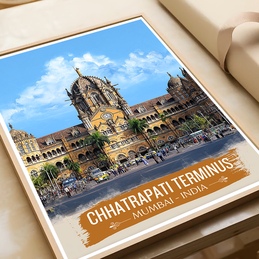 Chhartarpati Shivaji Maharaj Railway Station - Mumbai - India - Travel Wall Art Print Poster - Art Print - Travel Art Poster