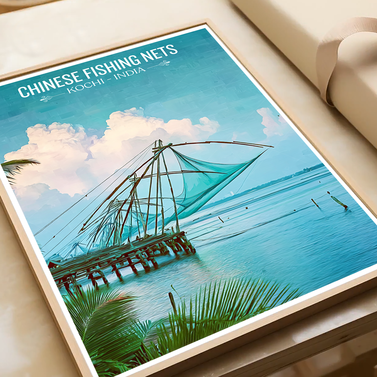 Chinese Fishing Nets - Kochi - India - Travel Wall Art Print Poster - Art Print - Travel Art Poster