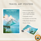 Chinese Fishing Nets - Kochi - India - Travel Wall Art Print Poster - Art Print - Travel Art Poster