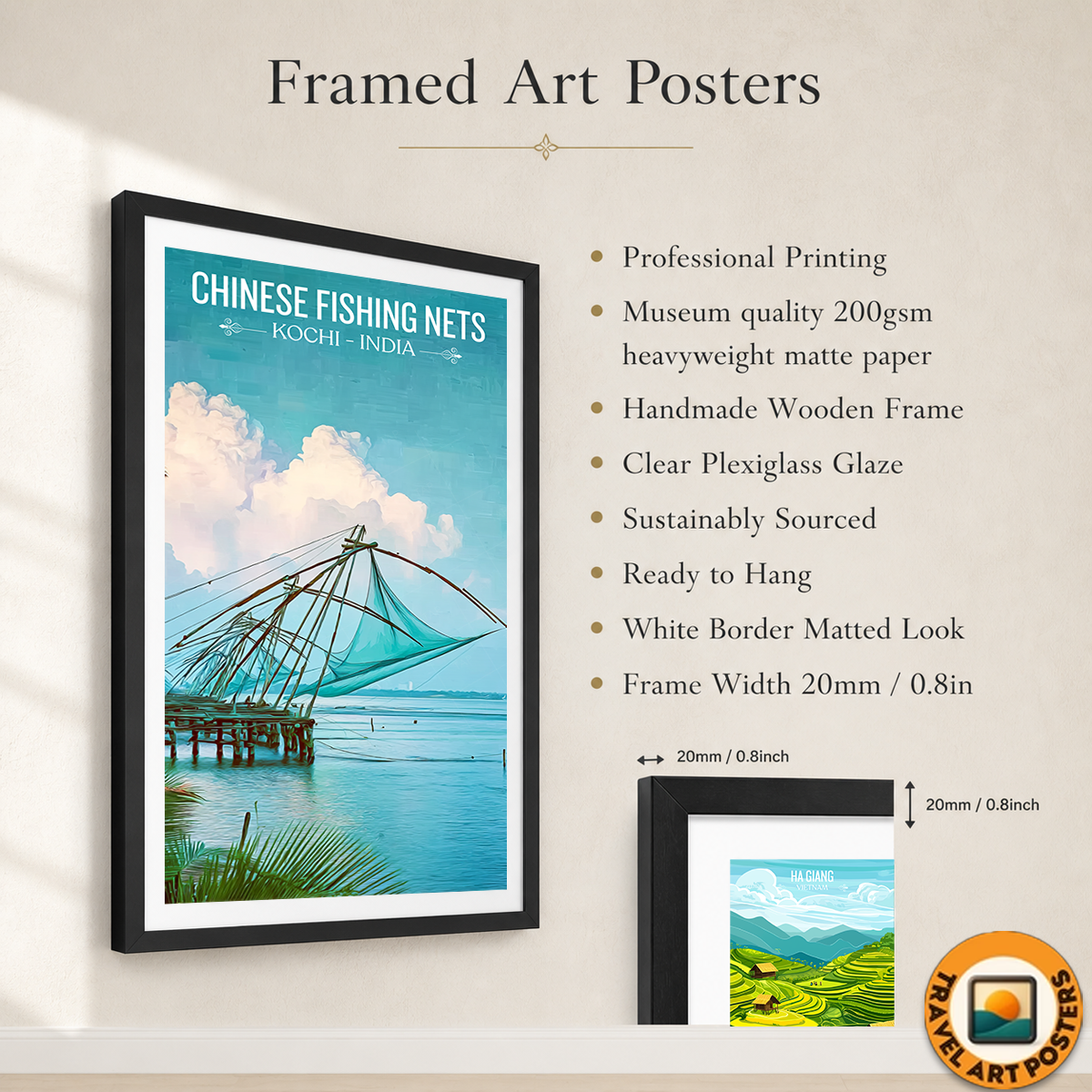 Chinese Fishing Nets - Kochi - India - Travel Wall Art Print Poster - Art Print - Travel Art Poster