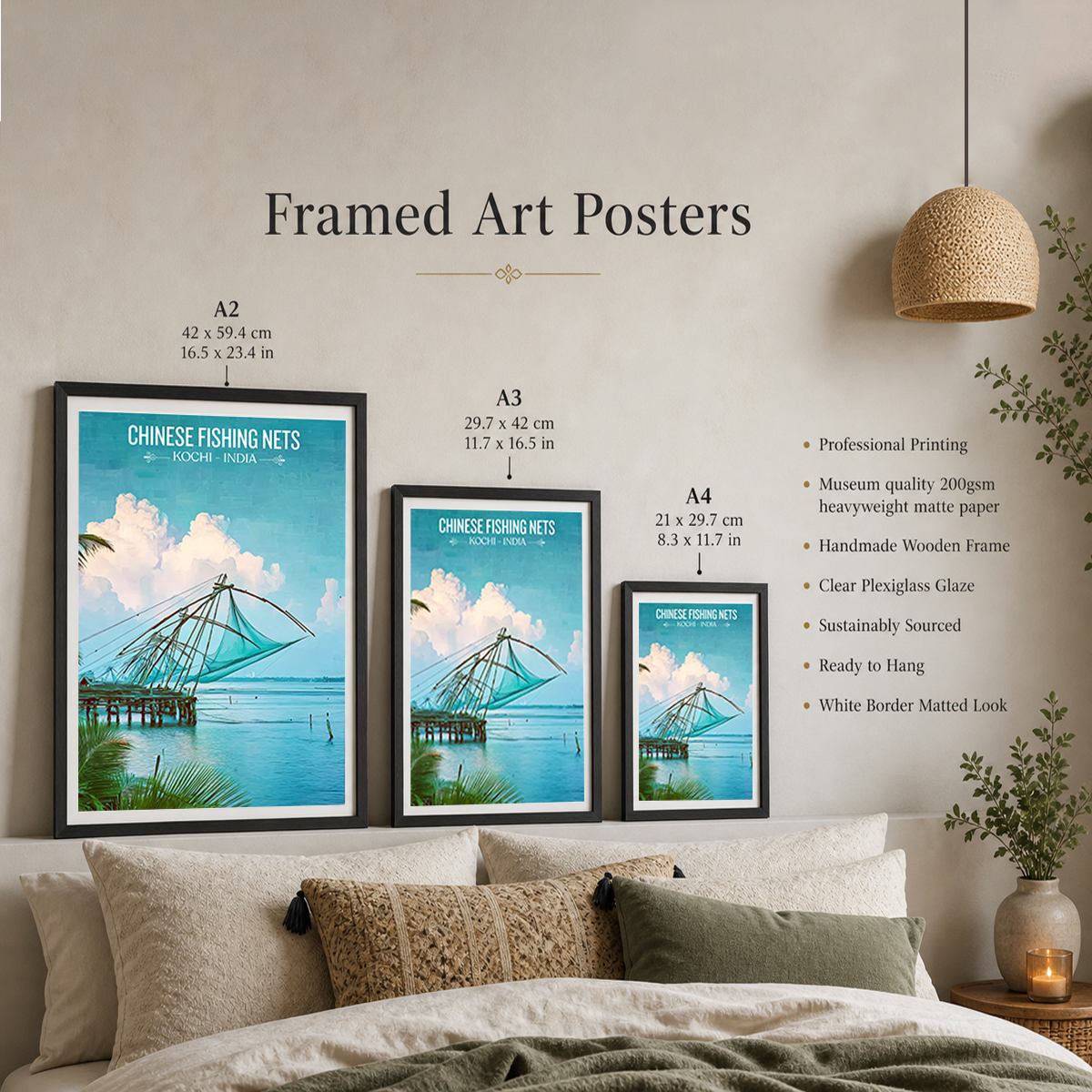 Chinese Fishing Nets - Kochi - India - Travel Wall Art Print Poster - Art Print - Travel Art Poster