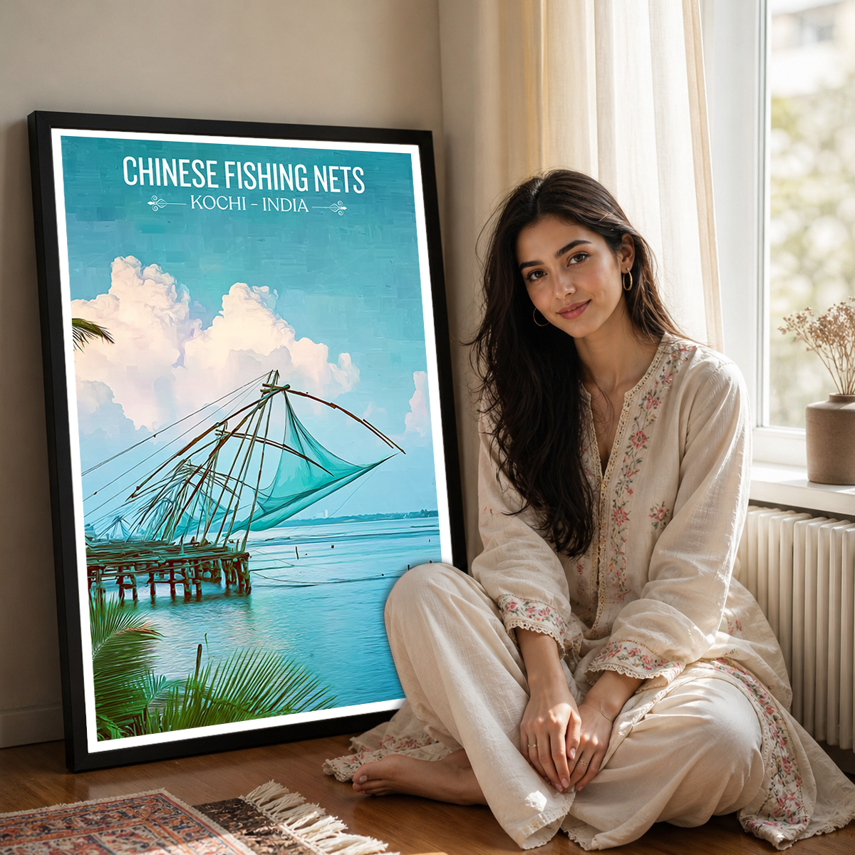 Chinese Fishing Nets - Kochi - India - Travel Wall Art Print Poster - Art Print - Travel Art Poster