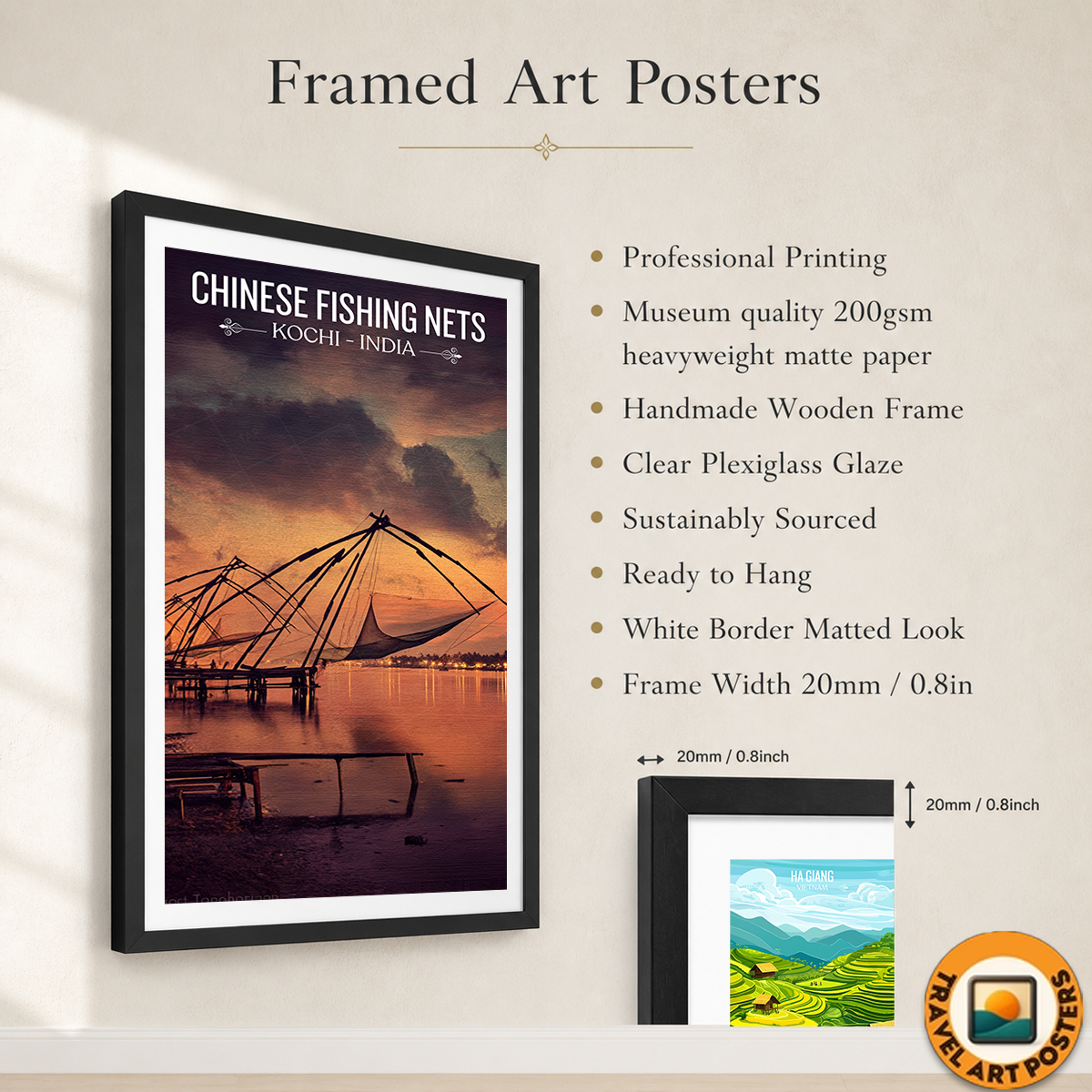 Chinese Fishing Nets - Kerala - India - Travel Wall Art Print Poster - Art Print - Travel Art Poster