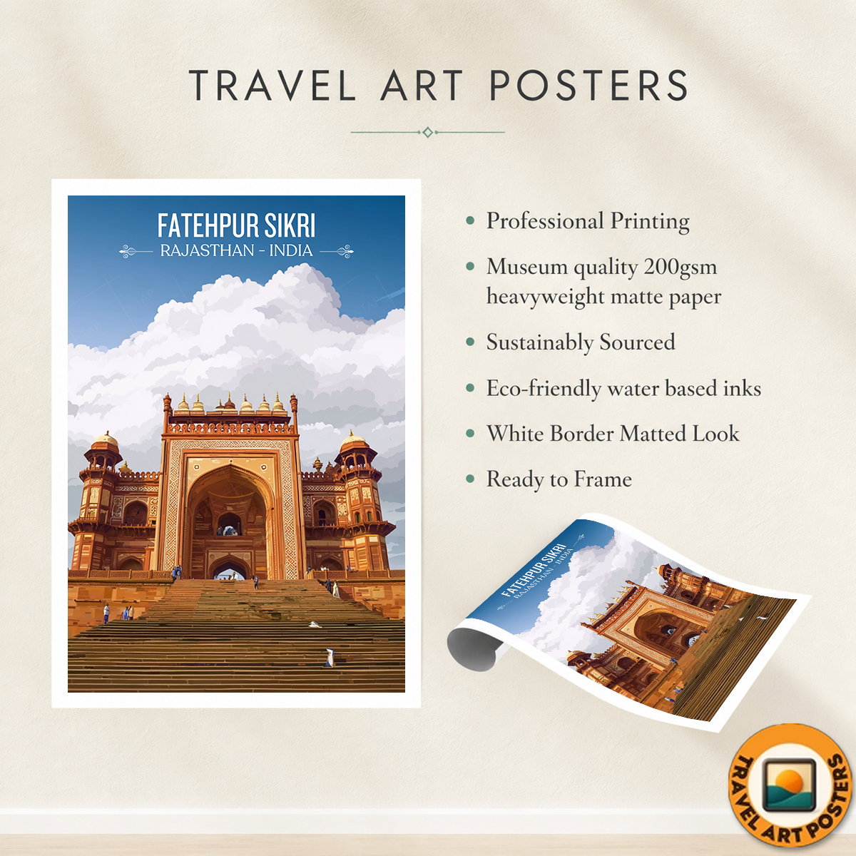 Fatehpur Sikri - Rajasthan- India - Travel Wall Art Print Poster - Art Print - Travel Art Poster