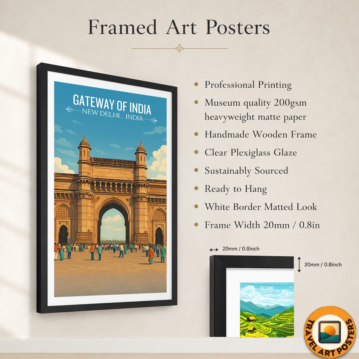Gateway of India - New Delhi - India - Travel Wall Art Print Poster - Art Print - Travel Art Poster