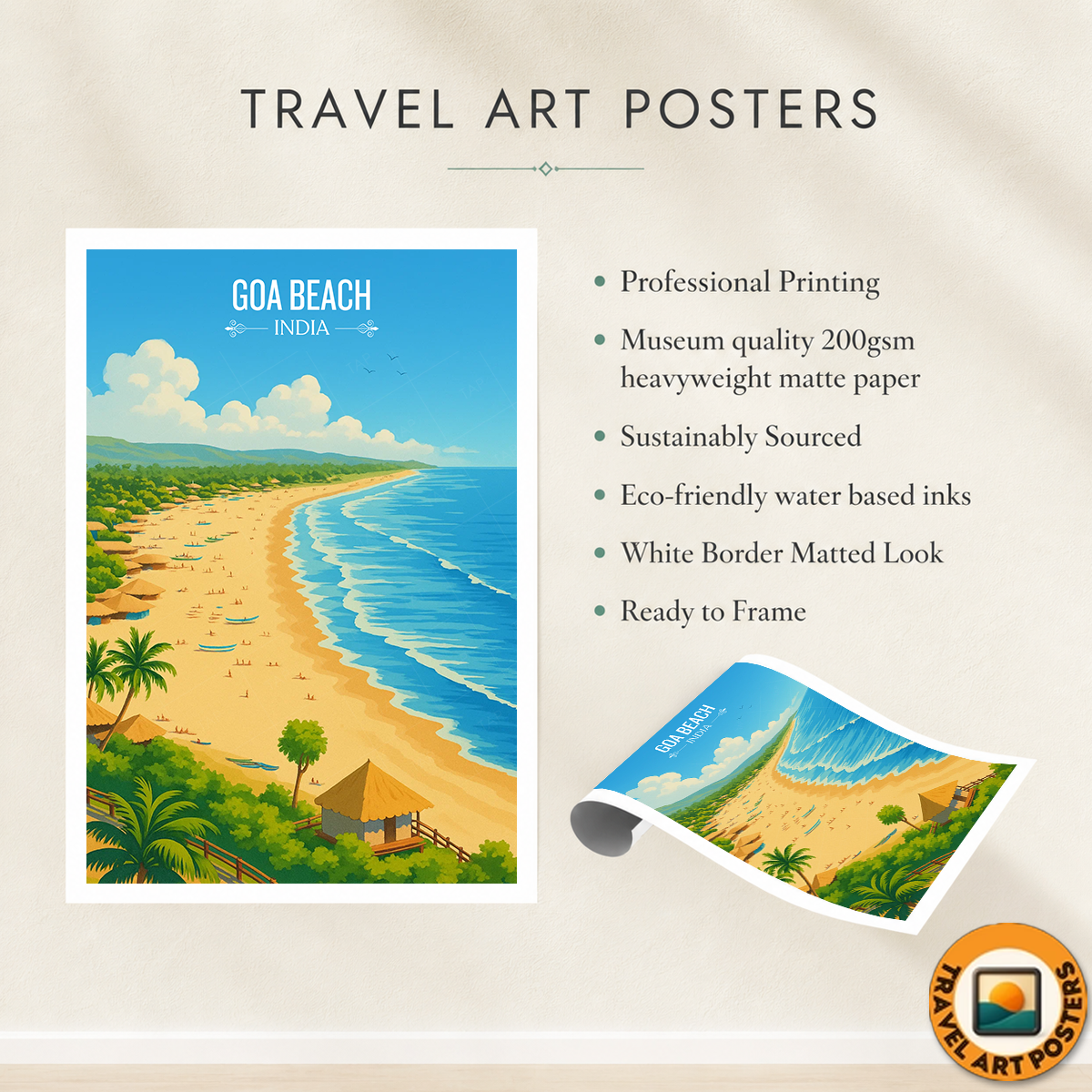 Goa Beach - India - Travel Wall Art Print Poster - Art Print - Travel Art Poster
