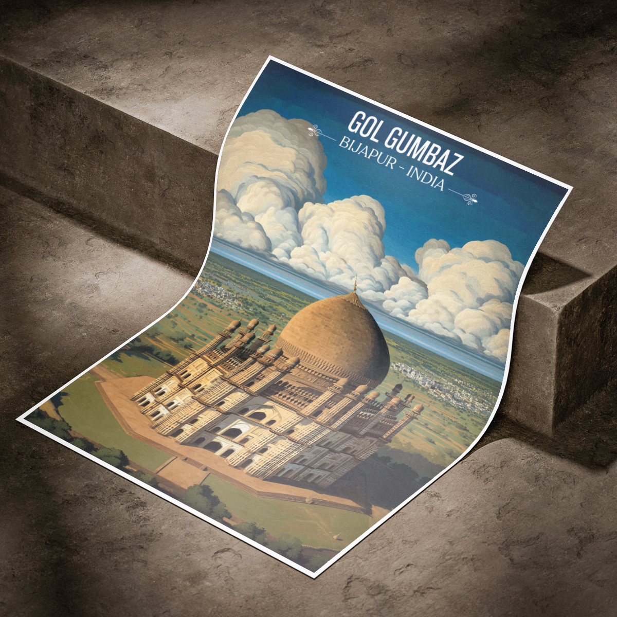 Gol Gumbaz - Bijapur - Travel Wall Art Print Poster - Art Print - Travel Art Poster