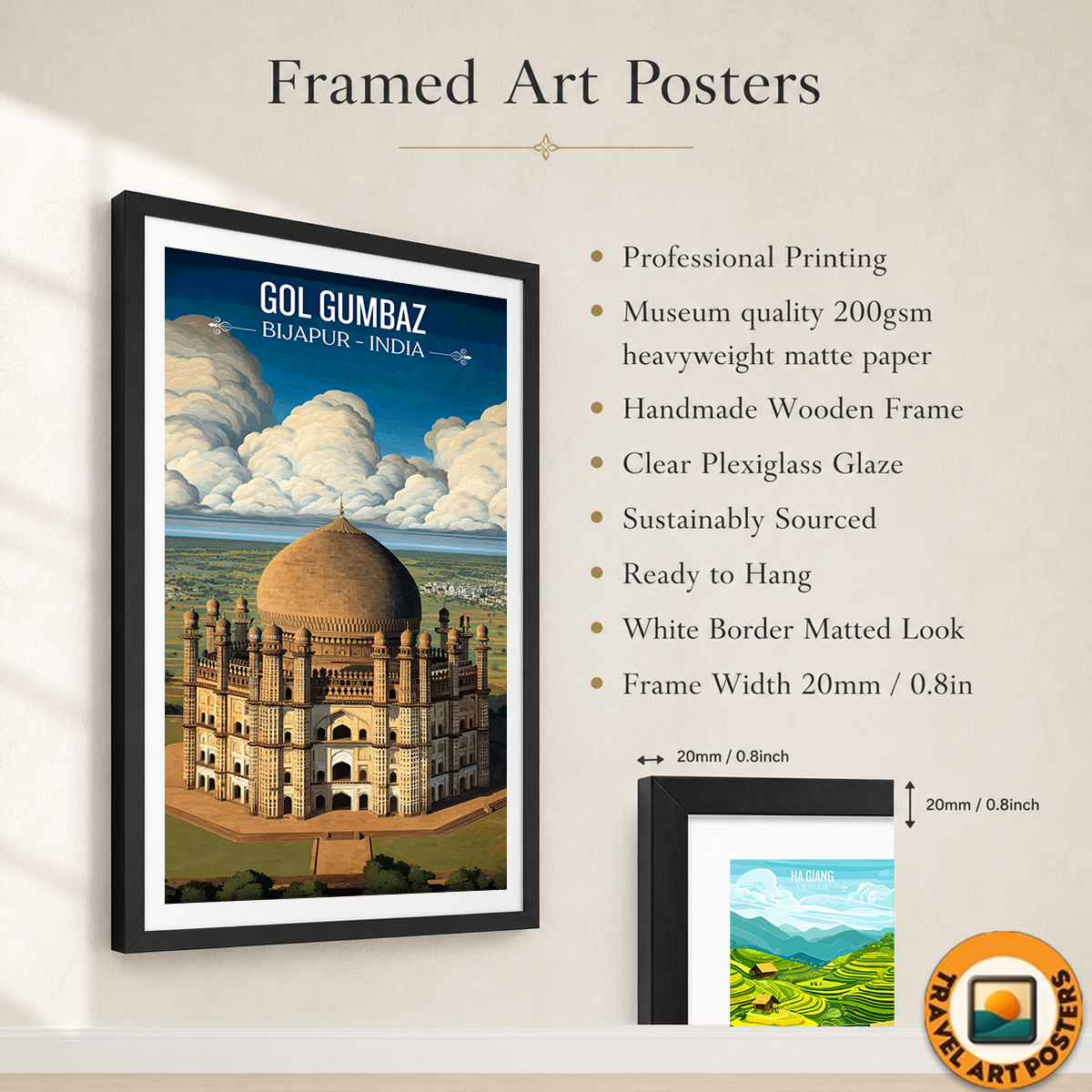 Gol Gumbaz - Bijapur - Travel Wall Art Print Poster - Art Print - Travel Art Poster