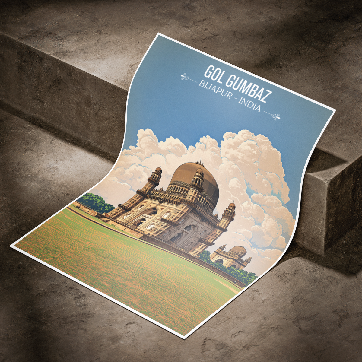 Gol Gumbaz - Karnataka - Travel Wall Art Print Poster - Art Print - Travel Art Poster