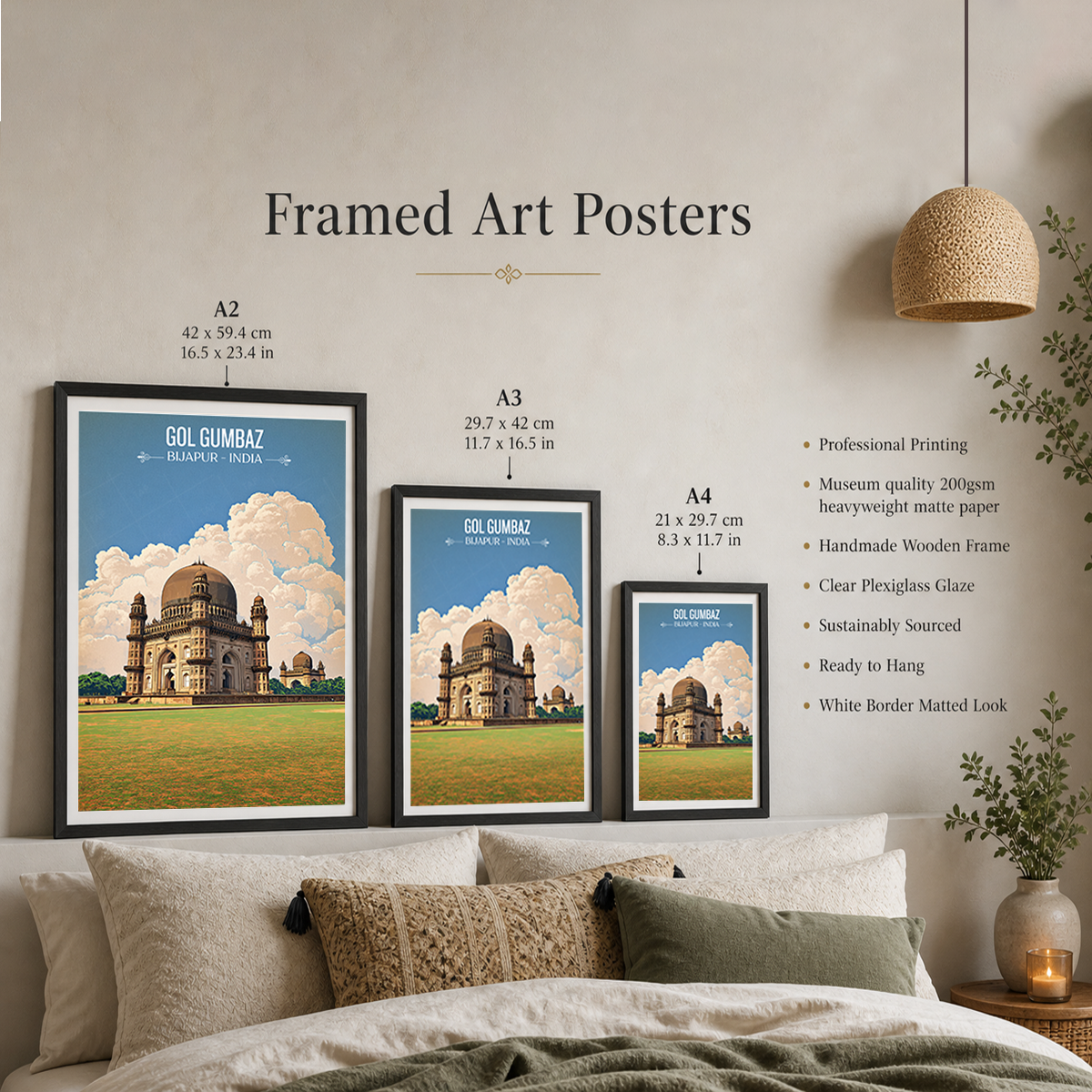 Gol Gumbaz - Karnataka - Travel Wall Art Print Poster - Art Print - Travel Art Poster