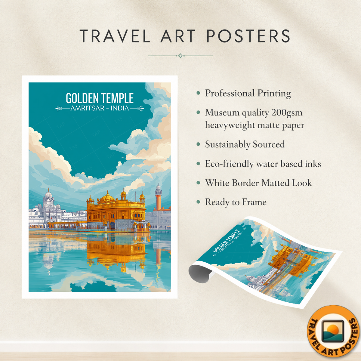 Golden Temple - Amritsar - Travel Wall Art Print Poster - Art Print - Travel Art Poster