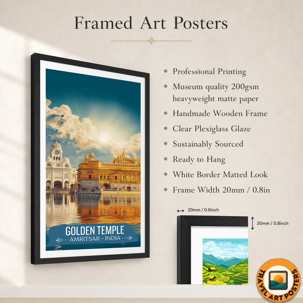 Golden Temple Amrit Sarovar - Amritsar - Travel Wall Art Print Poster - Art Print - Travel Art Poster