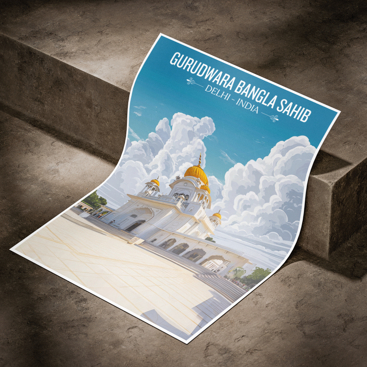 Gurudwara Bangla Sahib – New Delhi Travel Art Poster - Art Print - Travel Art Poster