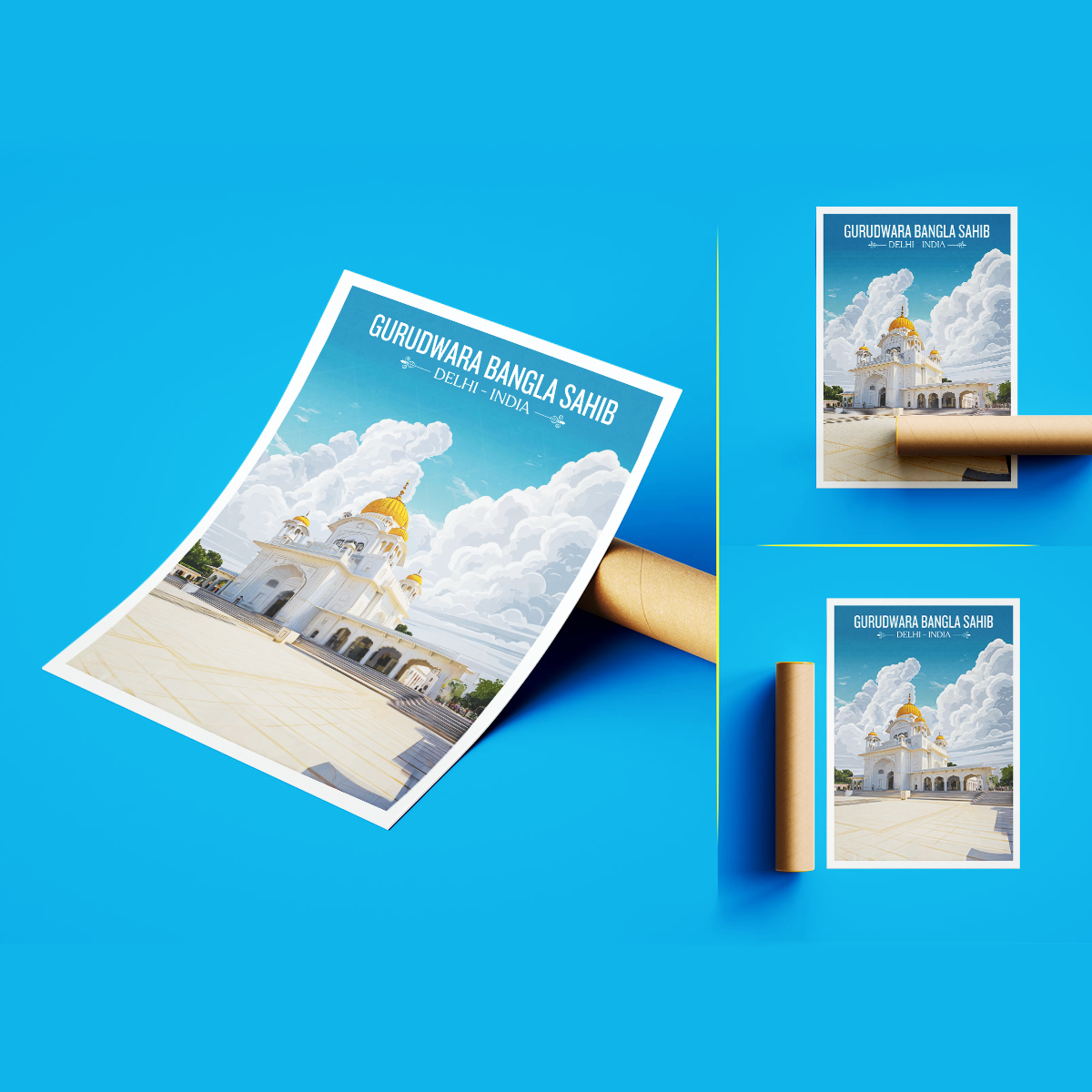 Gurudwara Bangla Sahib – New Delhi Travel Art Poster - Art Print - Travel Art Poster