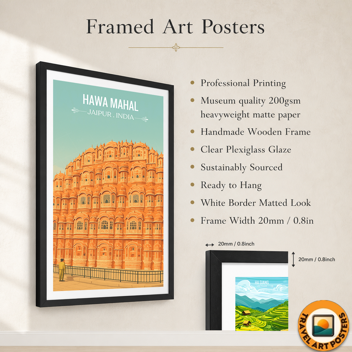 Win Palace Hawa Mahal - Jaipur - Travel Wall Art Print Poster - Art Print - Travel Art Poster