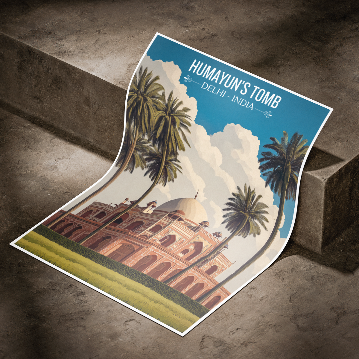 Humayun's Tomb - Delhi - Travel Wall Art Print Poster - Art Print - Travel Art Poster