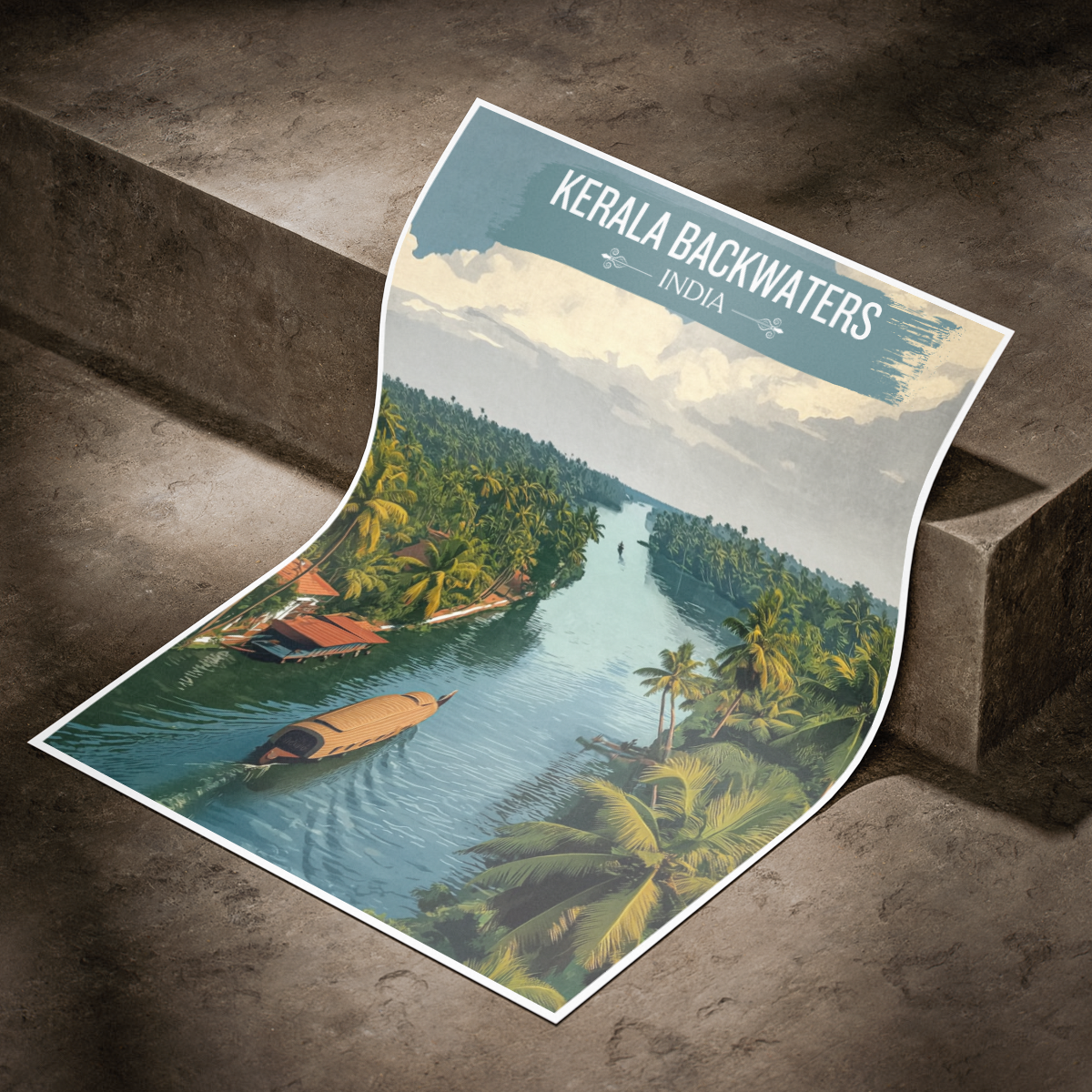 Kerala Backwaters - India - Travel Wall Art Print Poster - Art Print - Travel Art Poster