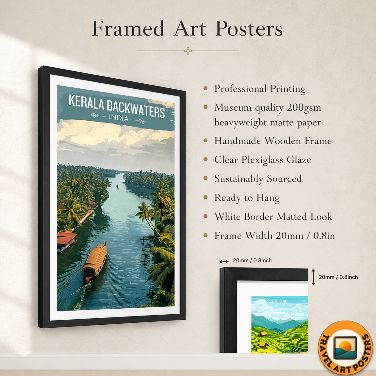Kerala Backwaters - India - Travel Wall Art Print Poster - Art Print - Travel Art Poster