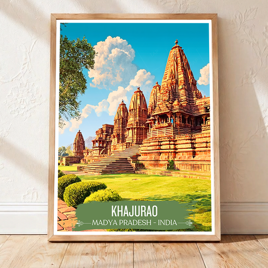 Khajurao - Madya Pradesh - Travel Wall Art Print Poster - Art Print - Travel Art Poster