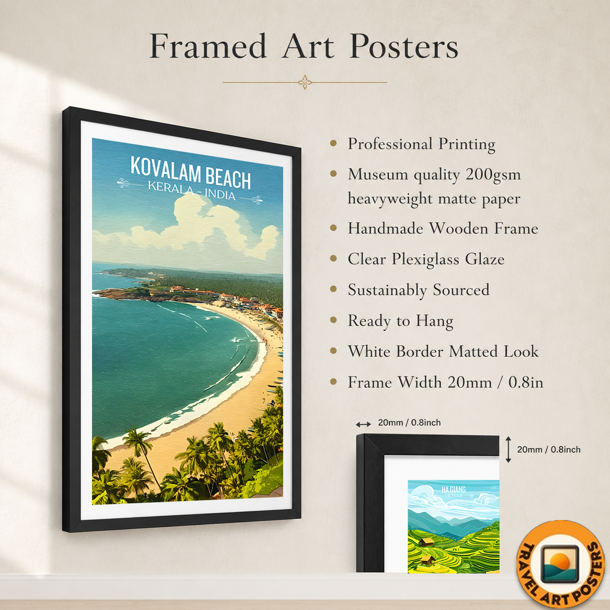 Kovalam Beach - Kerala - India - Travel Wall Art Print Poster - Art Print - Travel Art Poster