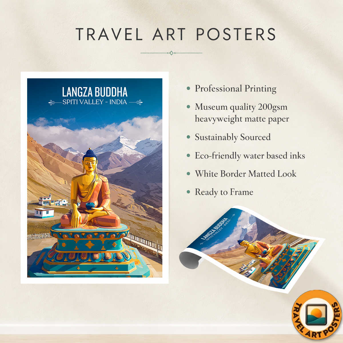 Langza Buddha - Spiti Valley - India - Travel Wall Art Print Poster - Art Print - Travel Art Poster