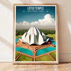 Lotus Temple - New Delhi - India - Travel Wall Art Print Poster - Art Print - Travel Art Poster