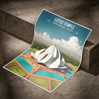 Lotus Temple - New Delhi - India - Travel Wall Art Print Poster - Art Print - Travel Art Poster