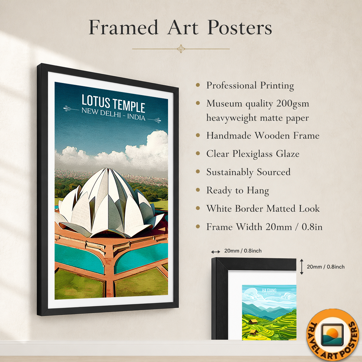 Lotus Temple - New Delhi - India - Travel Wall Art Print Poster - Art Print - Travel Art Poster