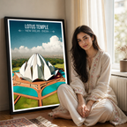 Lotus Temple - New Delhi - India - Travel Wall Art Print Poster - Art Print - Travel Art Poster