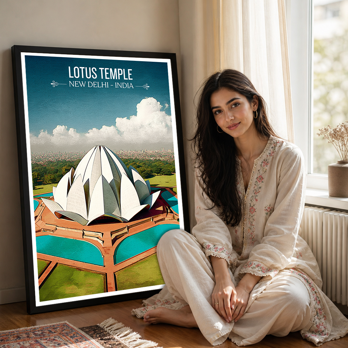 Lotus Temple - New Delhi - India - Travel Wall Art Print Poster - Art Print - Travel Art Poster
