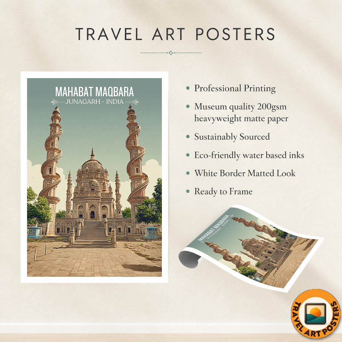 Mahabt Maqbara - Junagarh - India - Travel Wall Art Print Poster - Art Print - Travel Art Poster
