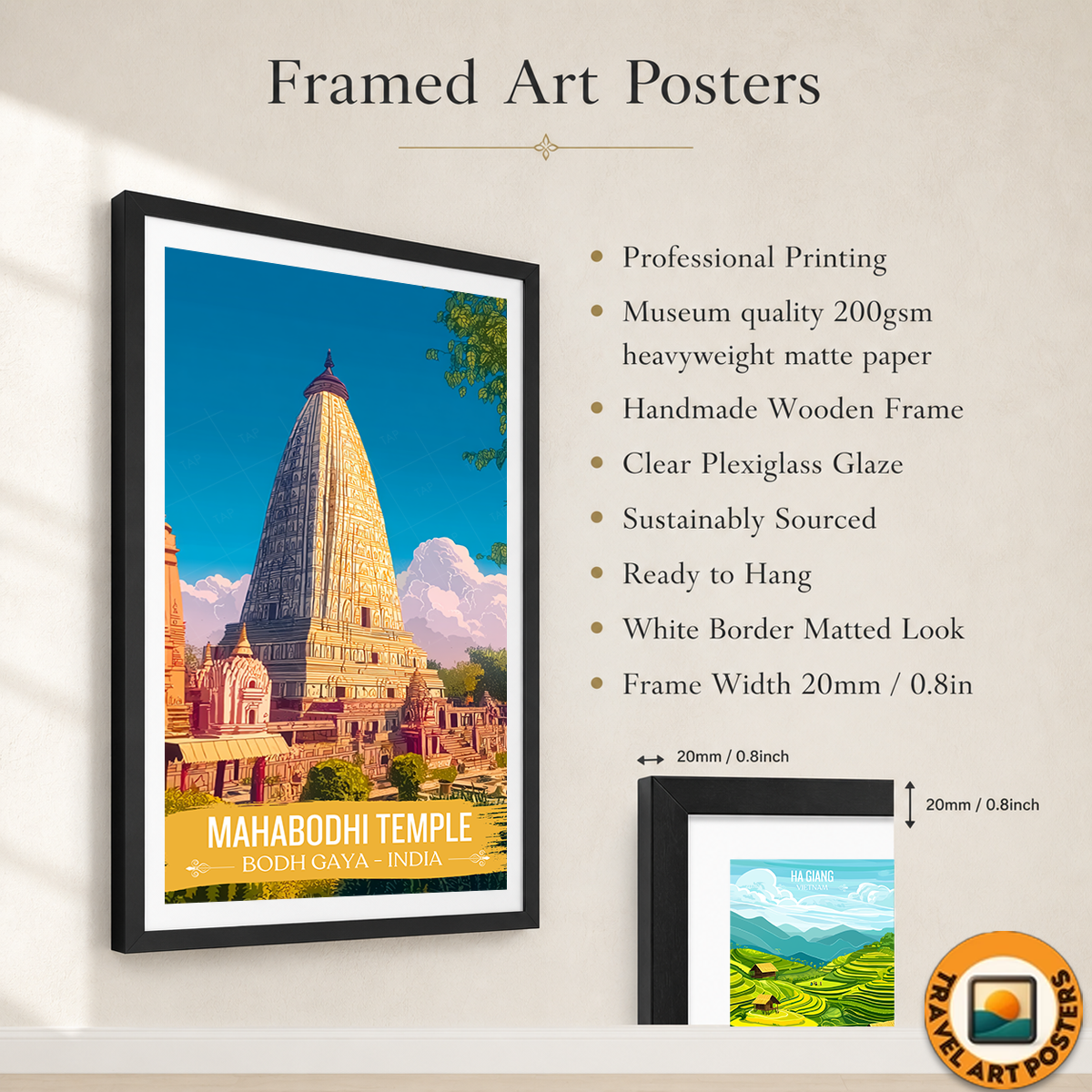 Mahabodhi Temple - Bodh Gaya - India - Travel Wall Art Print Poster - Art Print - Travel Art Poster