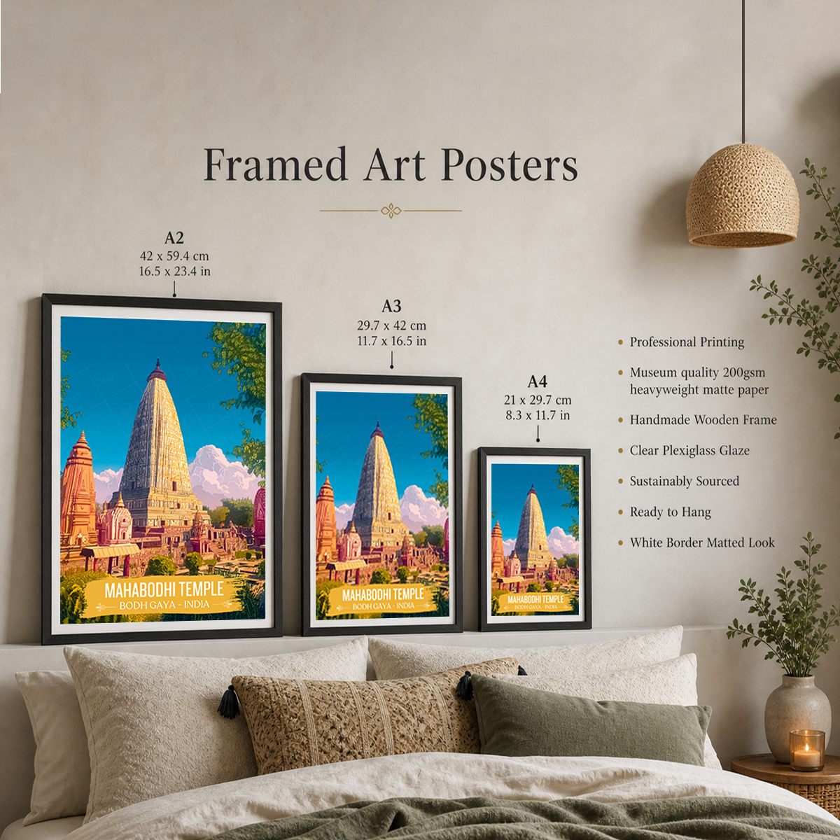 Mahabodhi Temple - Bodh Gaya - India - Travel Wall Art Print Poster - Art Print - Travel Art Poster