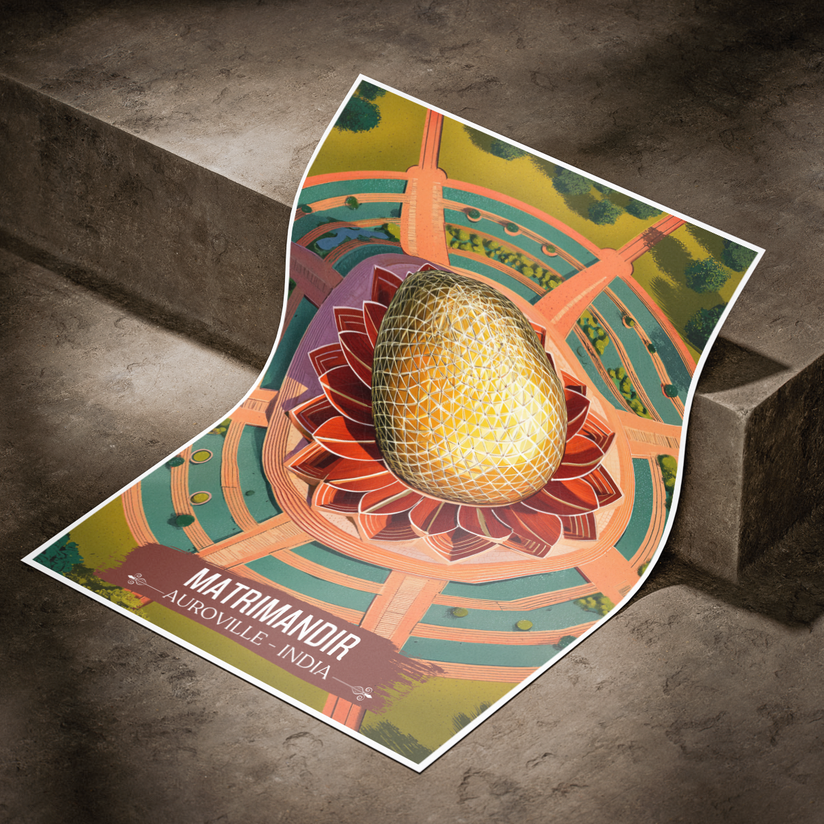 Matrimandir - Auroville - India - Travel Wall Art Print Poster - Art Print - Travel Art Poster
