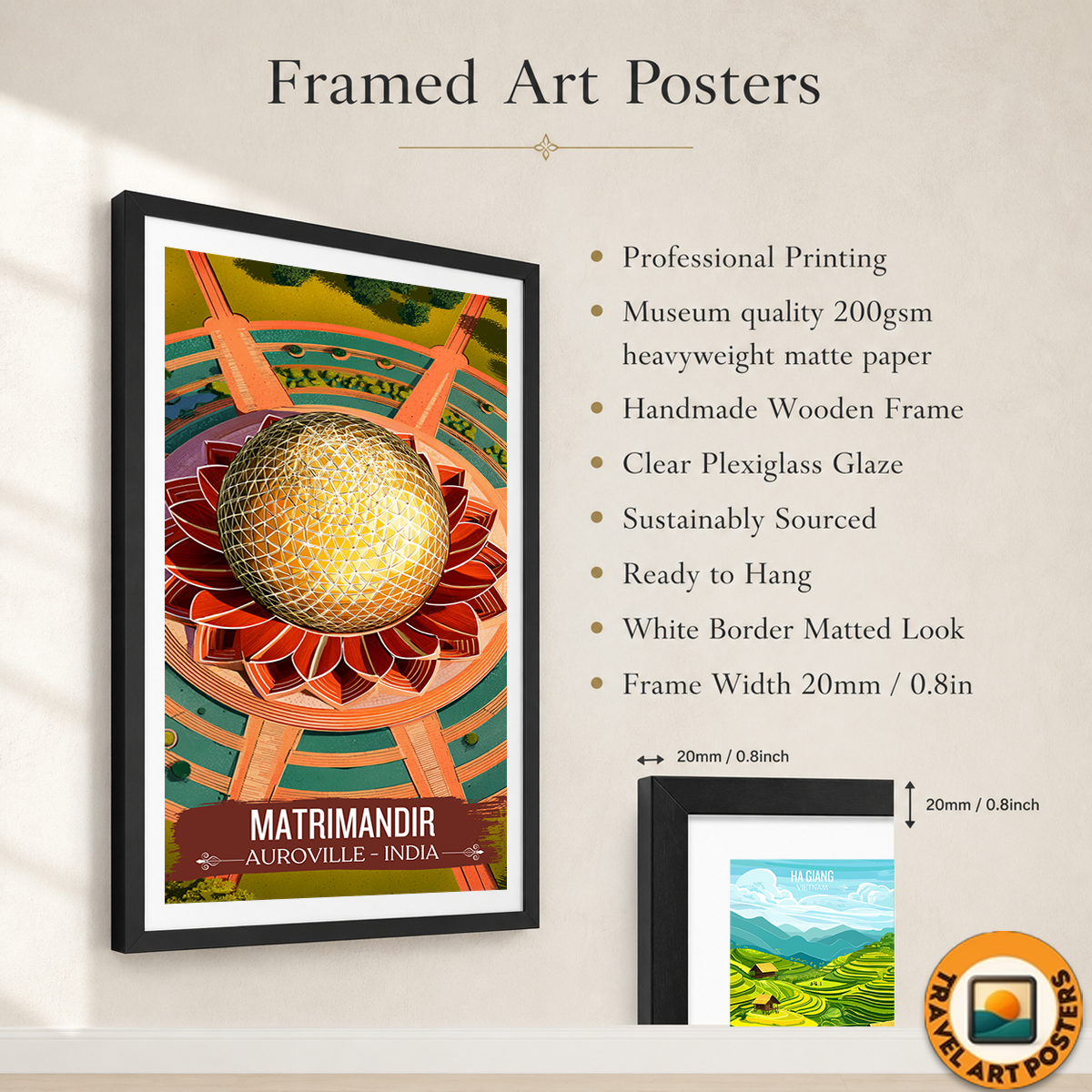 Matrimandir - Auroville - India - Travel Wall Art Print Poster - Art Print - Travel Art Poster