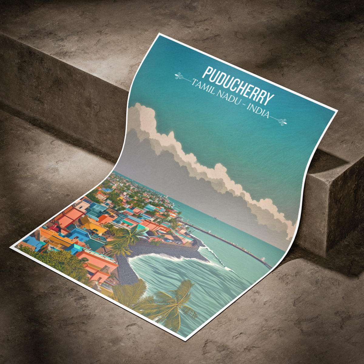 Puducherry - Tamil Nadu - India - Travel Wall Art Print Poster - Art Print - Travel Art Poster