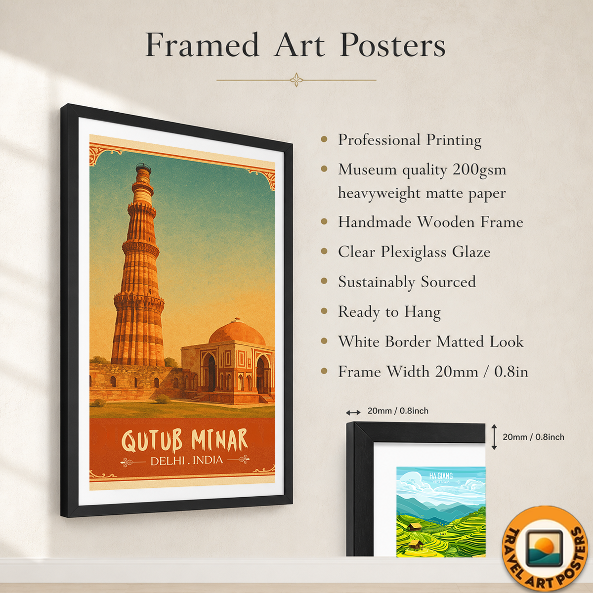 Qutub Minar - Delhi - India - Travel Wall Art Print Poster - Art Print - Travel Art Poster