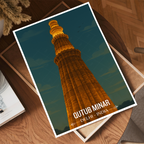Qutb Minar Vijay Stambh - Delhi - India - Travel Wall Art Print Poster - Art Print - Travel Art Poster