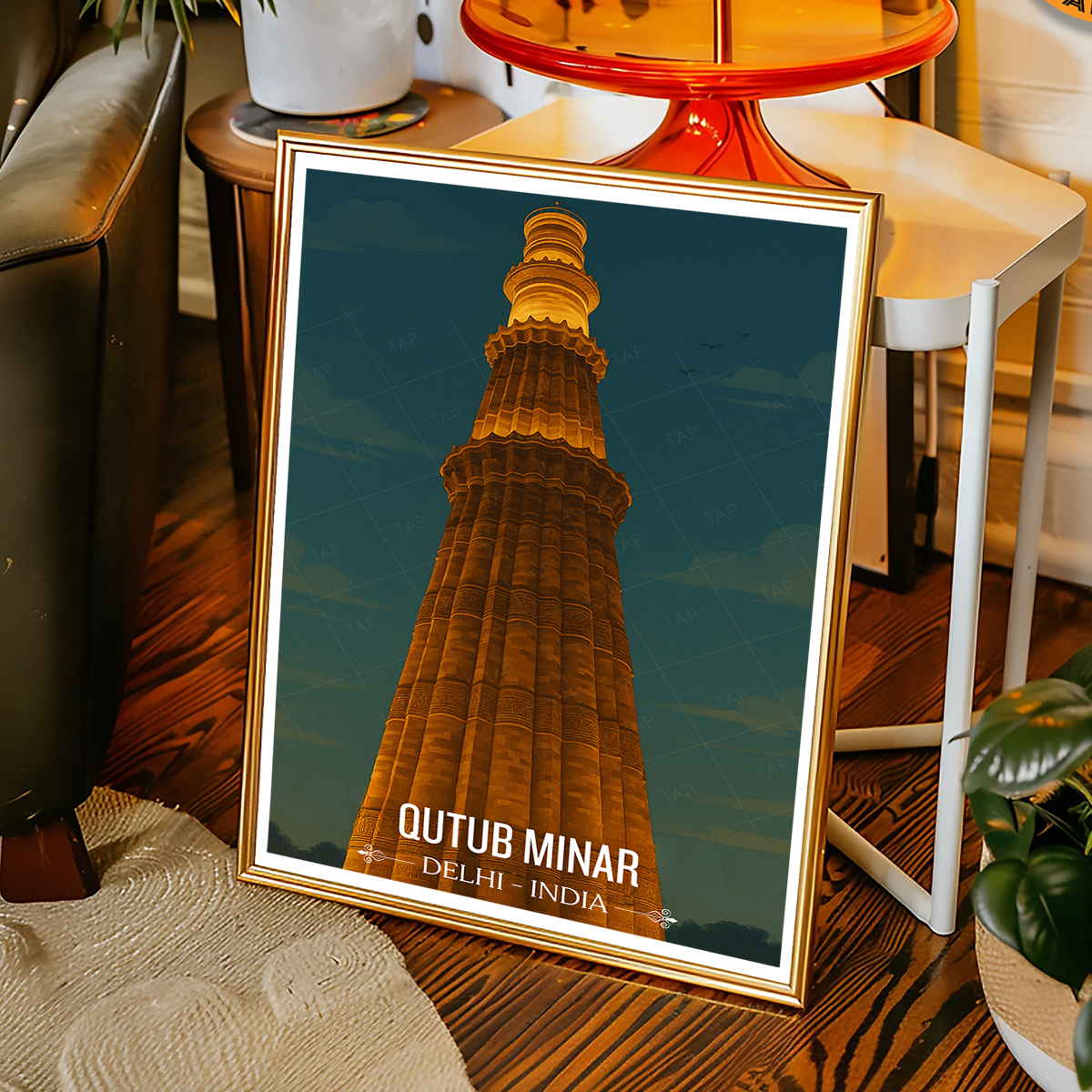 Qutb Minar Vijay Stambh - Delhi - India - Travel Wall Art Print Poster - Art Print - Travel Art Poster