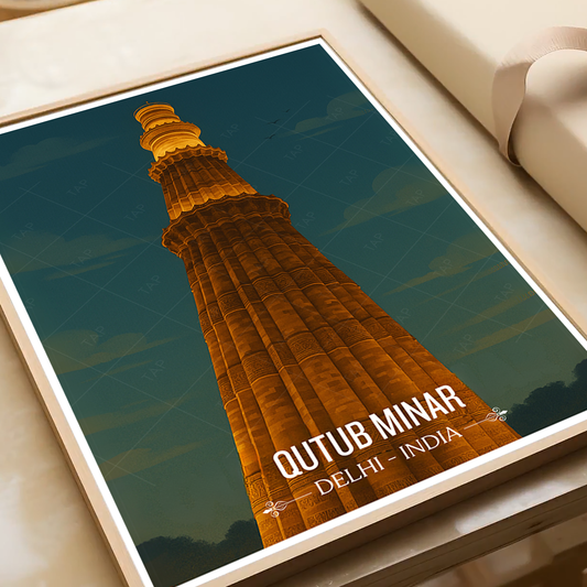 Qutb Minar Vijay Stambh - Delhi - India - Travel Wall Art Print Poster - Art Print - Travel Art Poster
