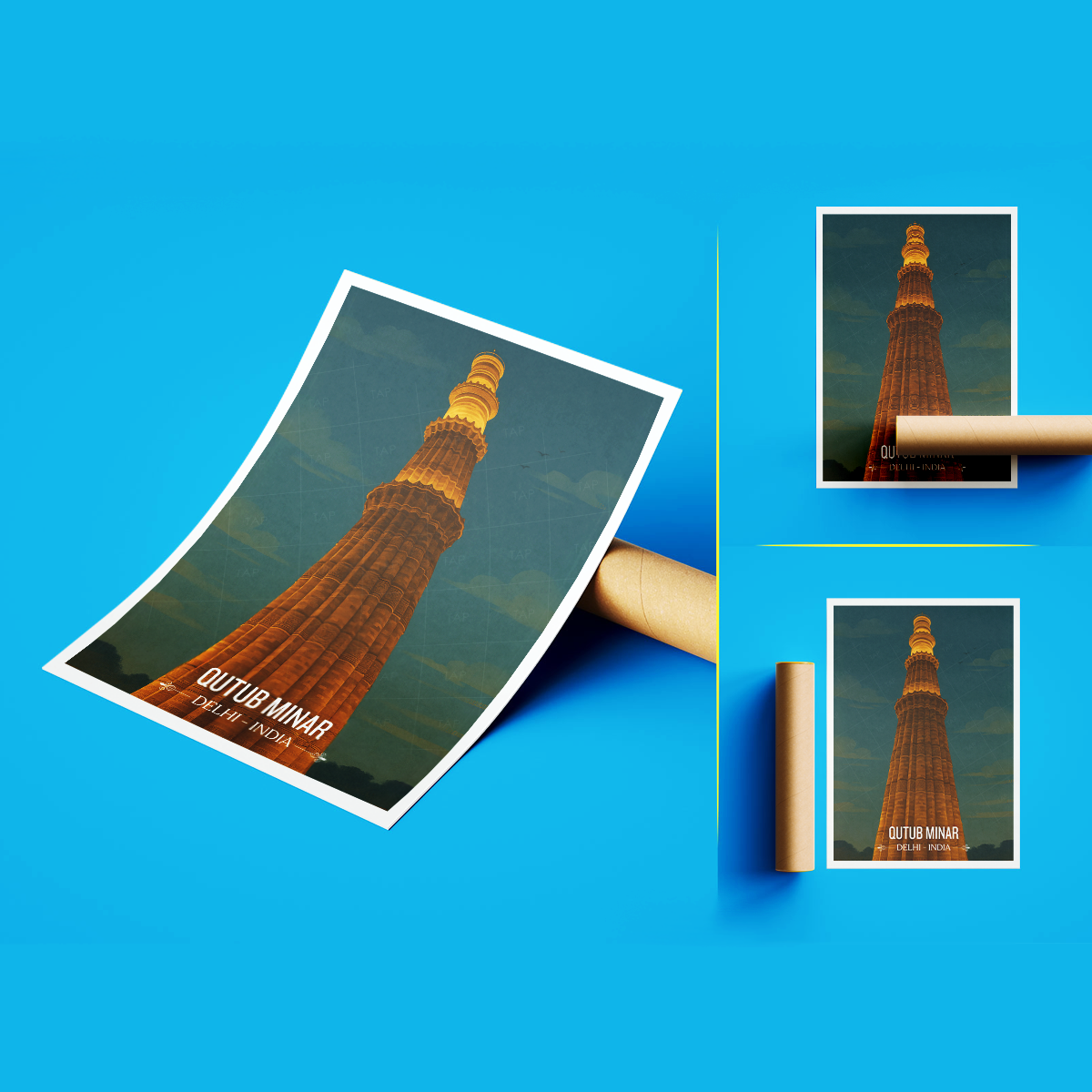 Qutb Minar Vijay Stambh - Delhi - India - Travel Wall Art Print Poster - Art Print - Travel Art Poster