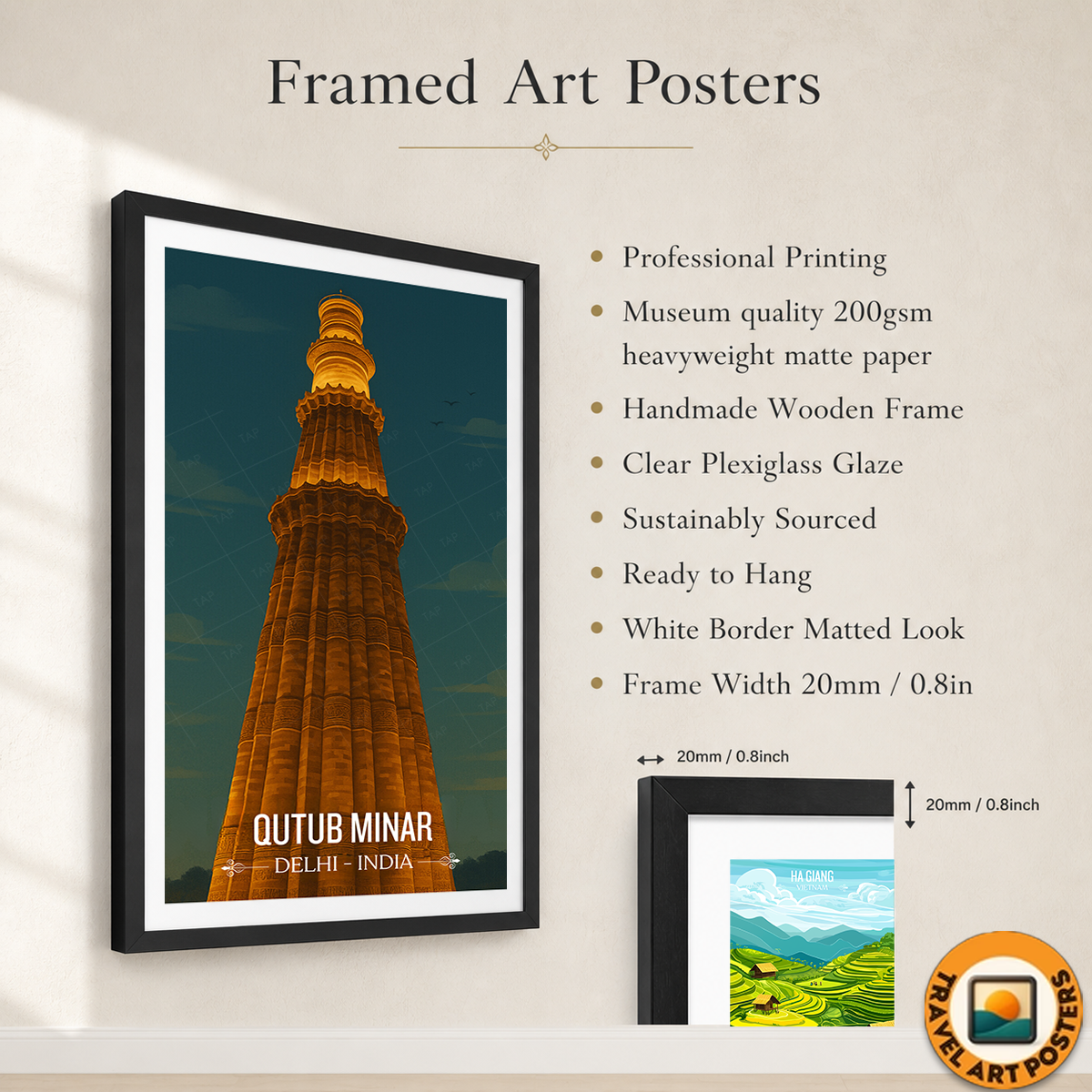 Qutb Minar Vijay Stambh - Delhi - India - Travel Wall Art Print Poster - Art Print - Travel Art Poster